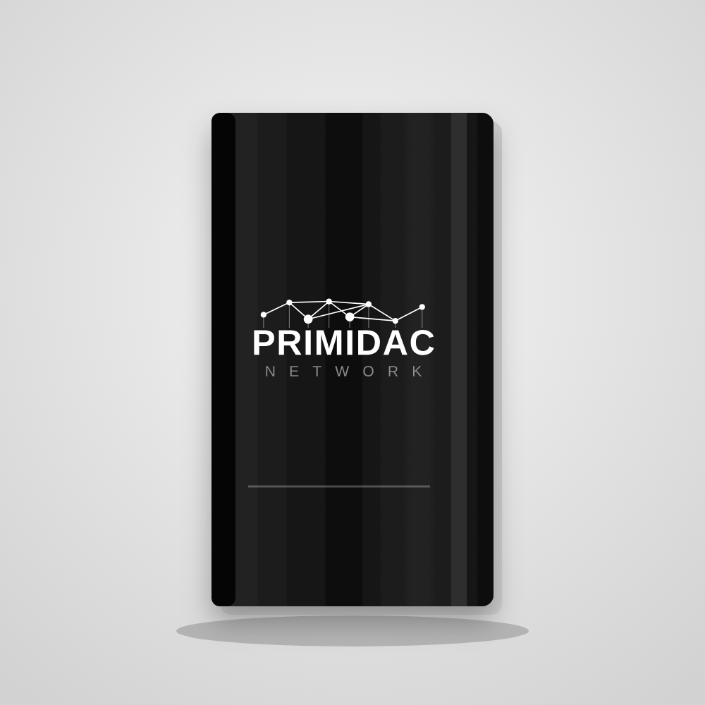 Black Primidac Network notebook with white logo