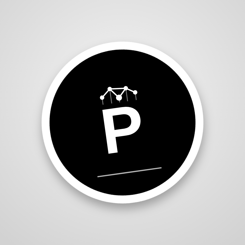 Round black Primidac Network sticker